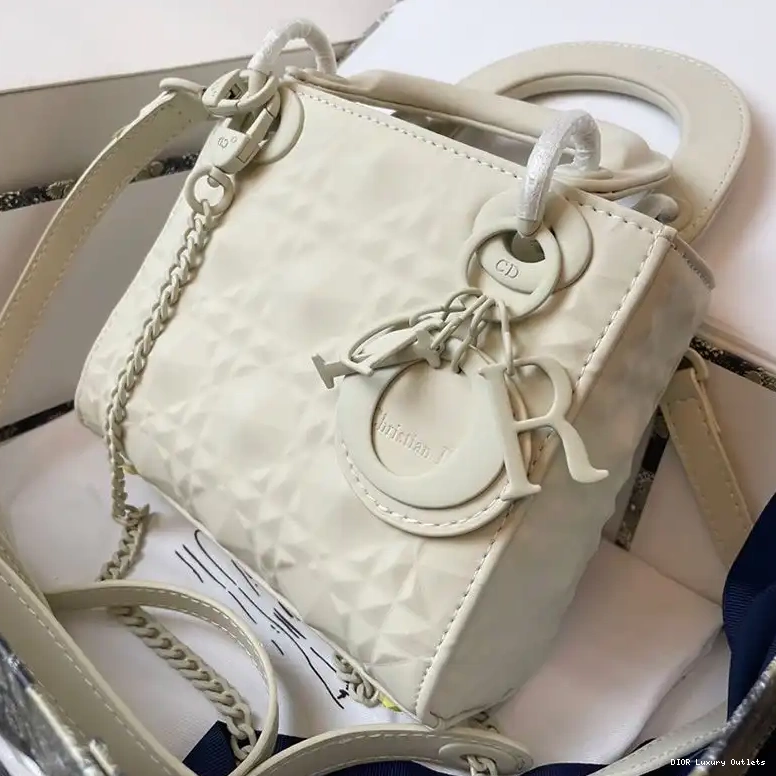 Cheap Bag White Ultramatte Frosted Calfskin Dior Cannage Lady Mini 0623 Luxury